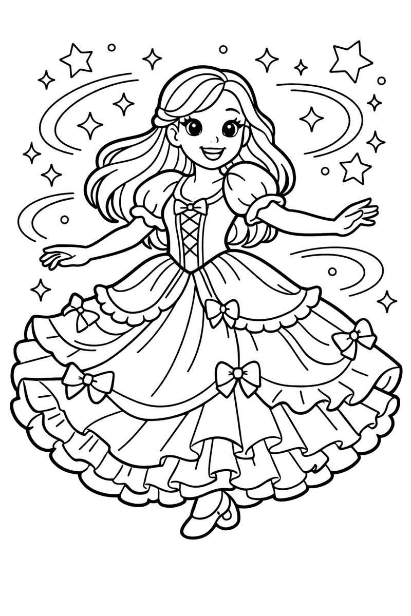 El vestido de baile, dibujo para colorear