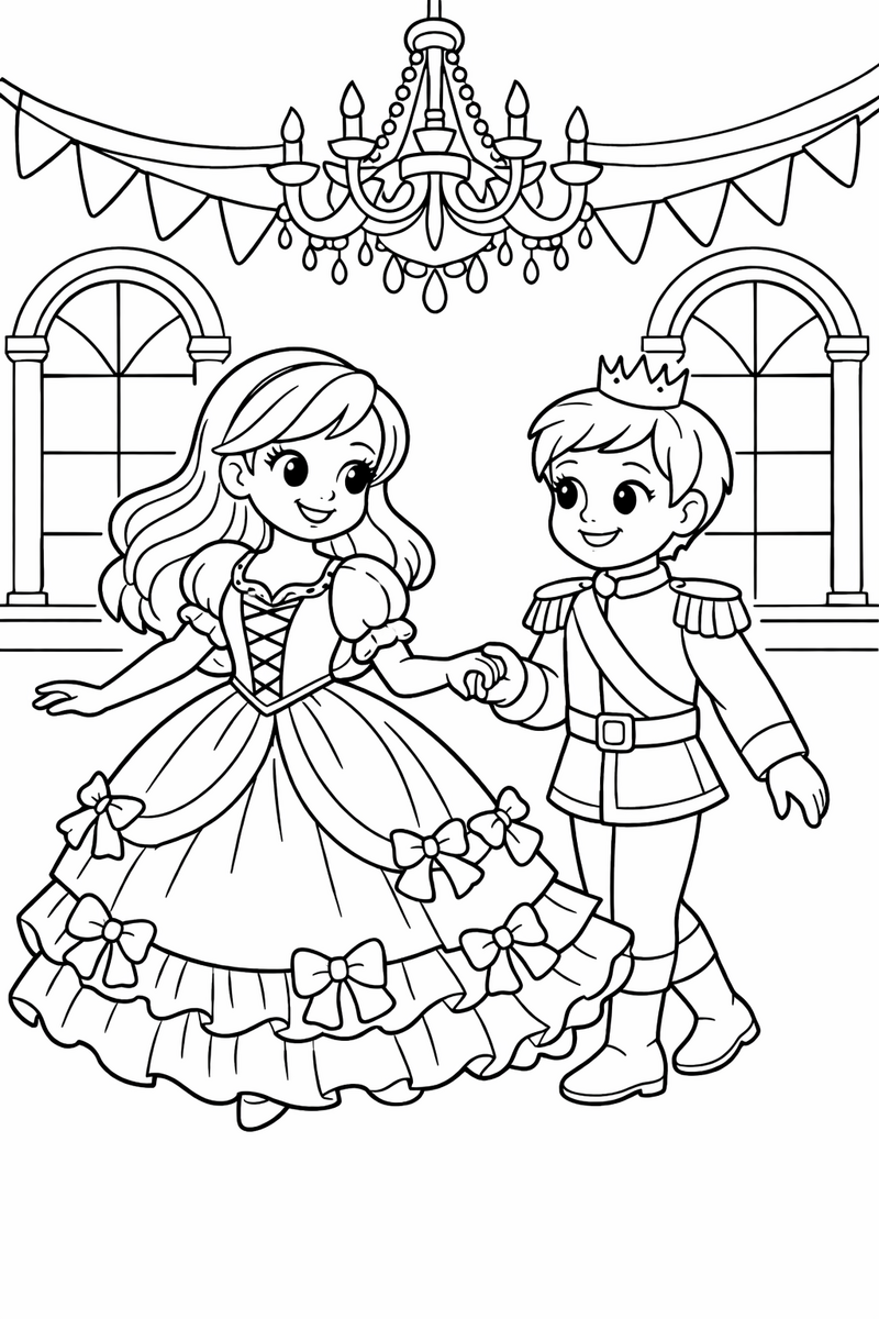 El baile real, dibujo para colorear