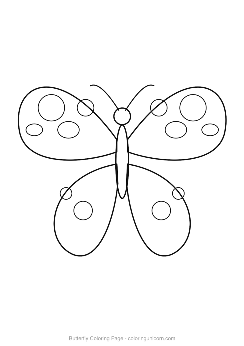 Butterfly with circle wing patterns coloring page