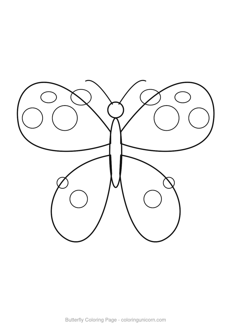 Butterfly with dotted wing pattern coloring page