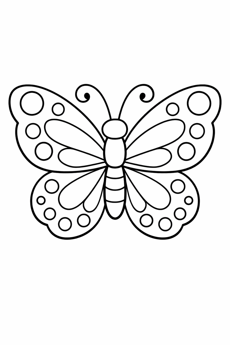 Dibujo de mariposa con alas de puntos para colorear