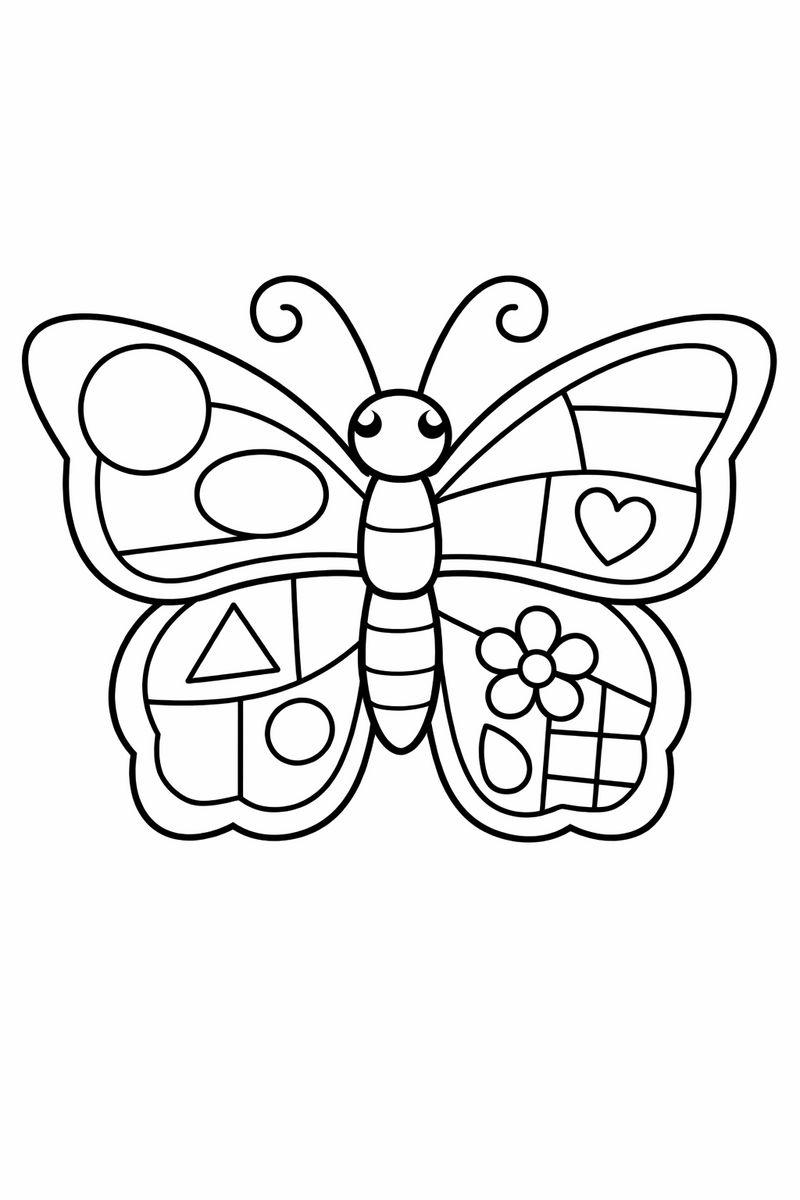 Dibujo de mariposa de jardín con celdas variadas para colorear