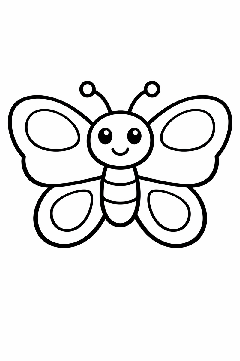 A very simple butterfly with extra thick lines and just a few big wing shapes for the littlest hands coloring page