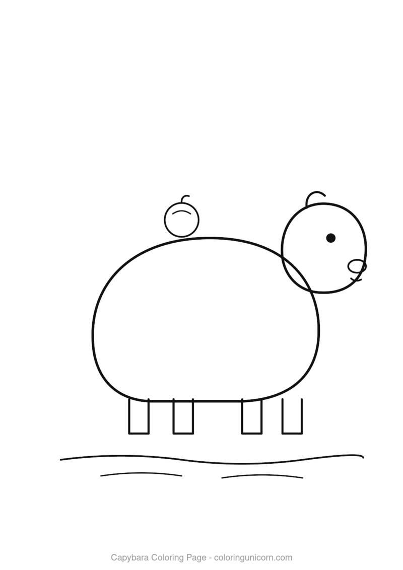 Capybara relaxing in water with an orange coloring page
