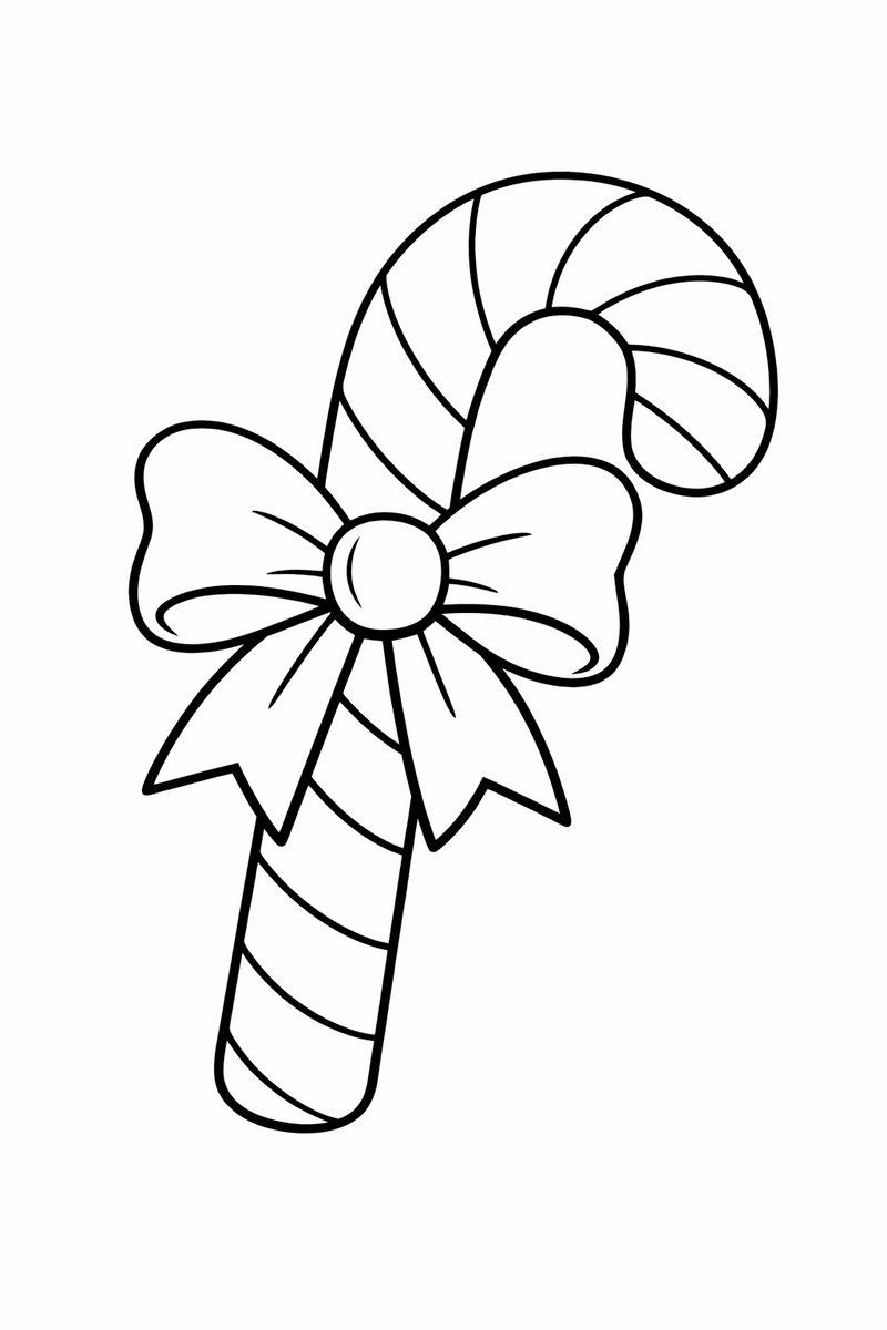 Candy Cane with a Ribbon coloring page
