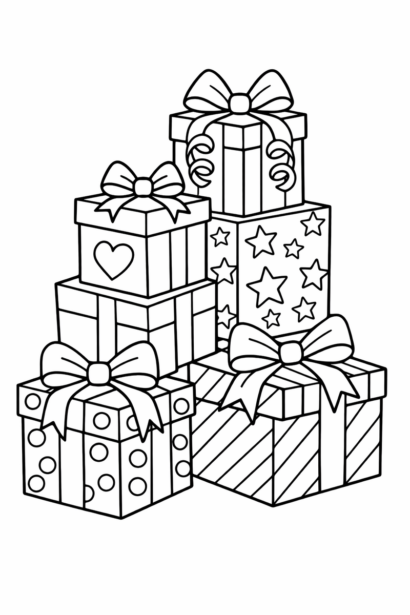 Stack of Gift Boxes coloring page