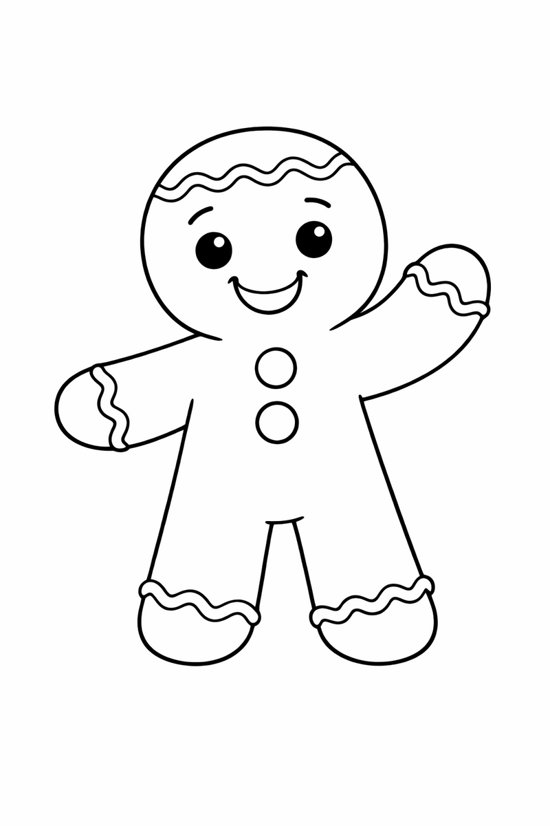 Smiling Gingerbread Man coloring page