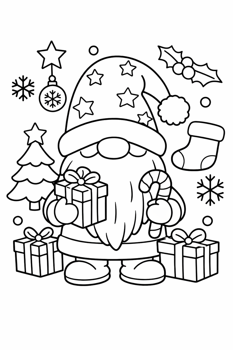 Christmas Gnome coloring page