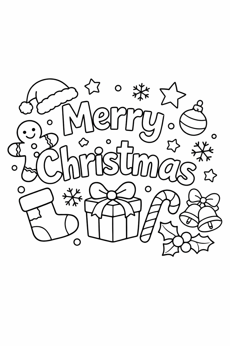 Merry Christmas Lettering coloring page