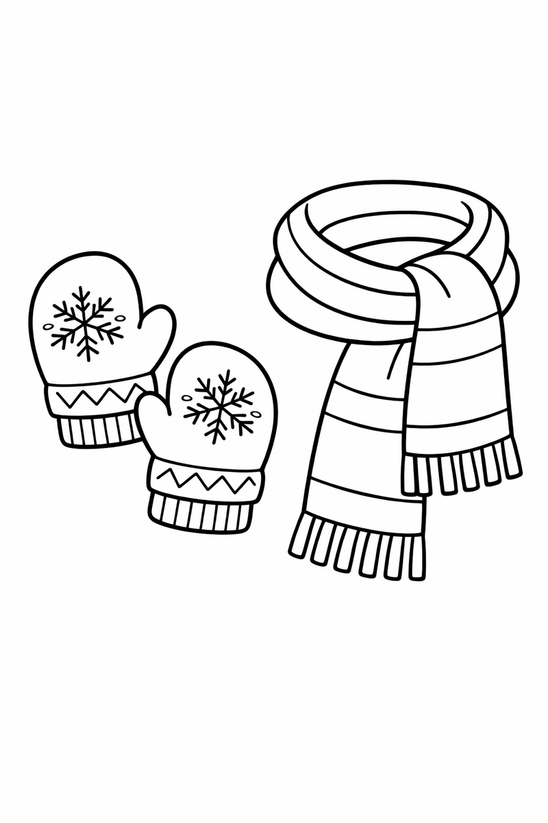 Mittens and a Scarf coloring page