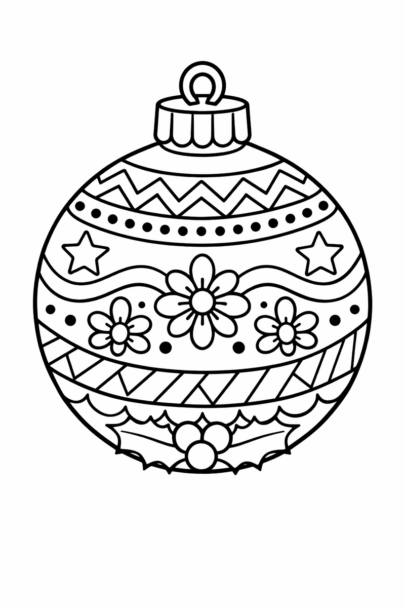 Patterned Christmas Ornament coloring page
