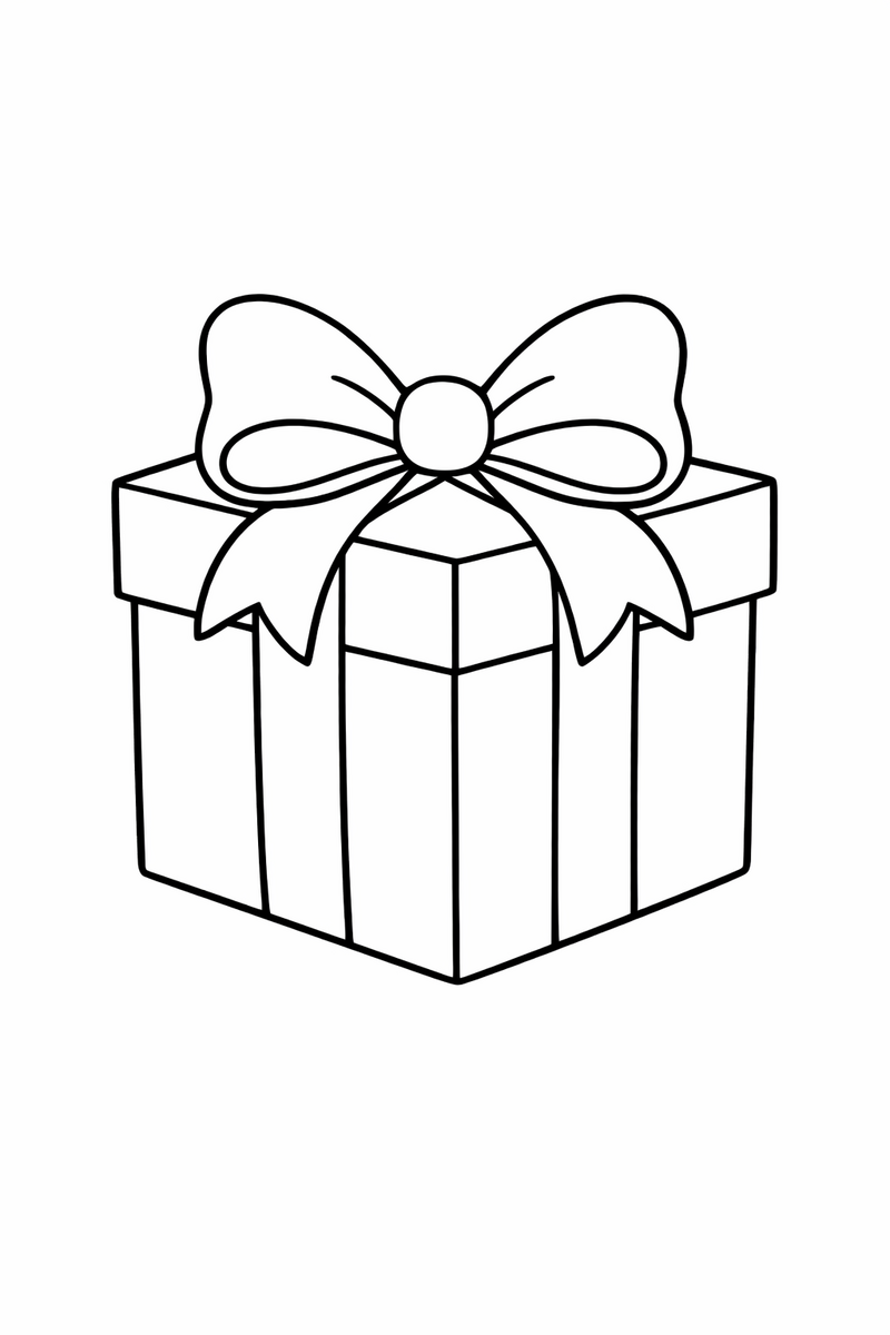 Wrapped Present with a Bow coloring page