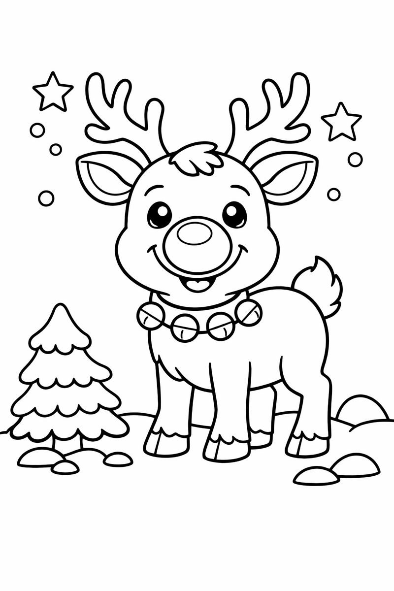 Red-Nosed Reindeer coloring page