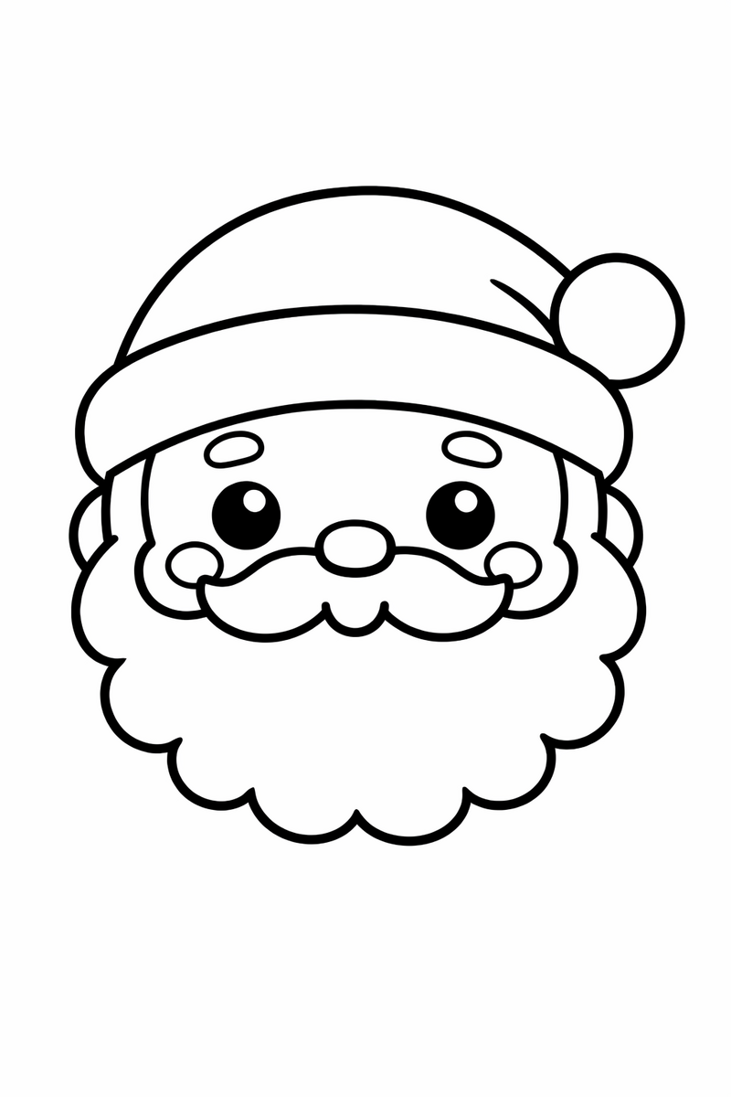 Kawaii Santa Face coloring page