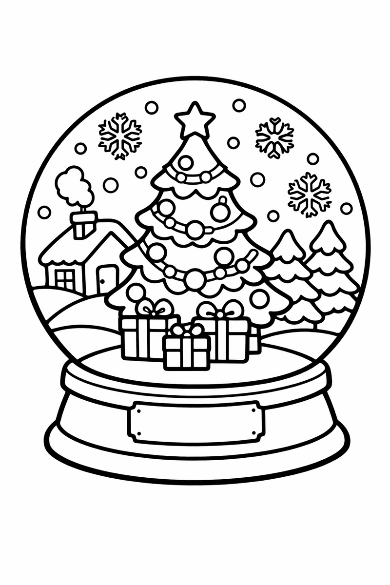 Christmas Snow Globe coloring page