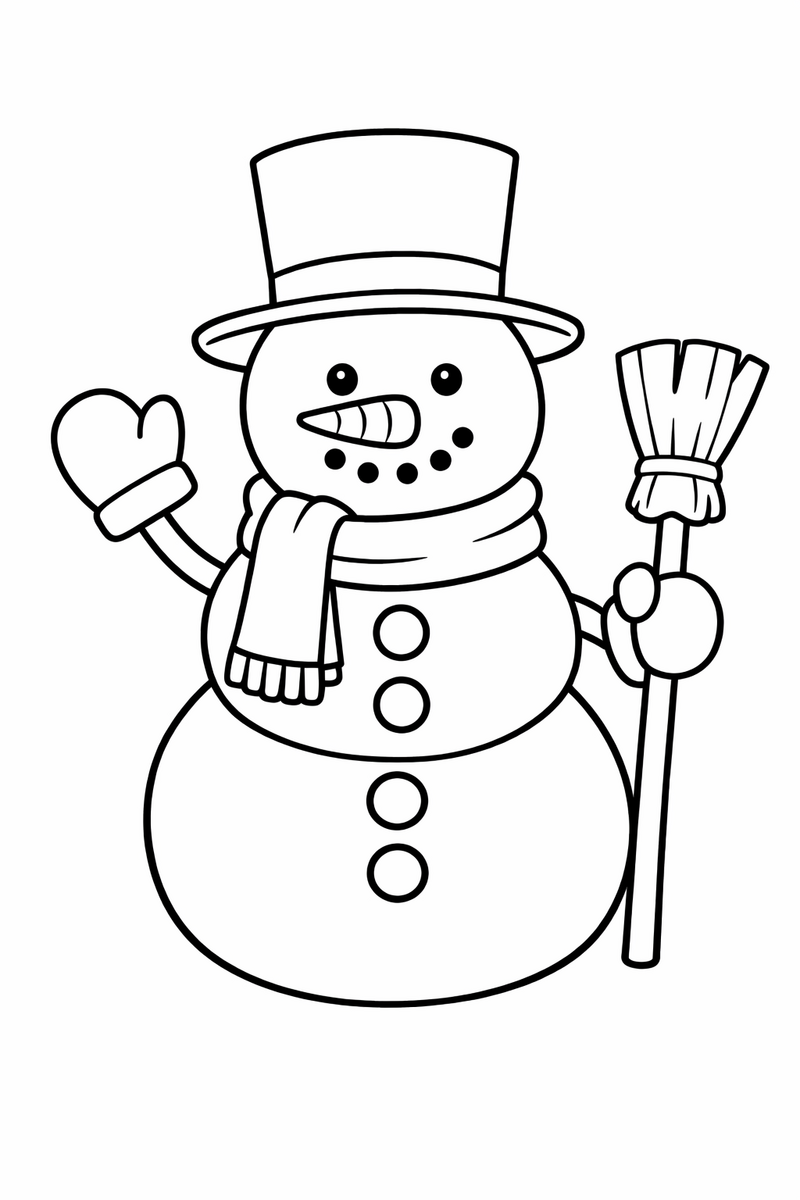 Snowman with a Top Hat coloring page