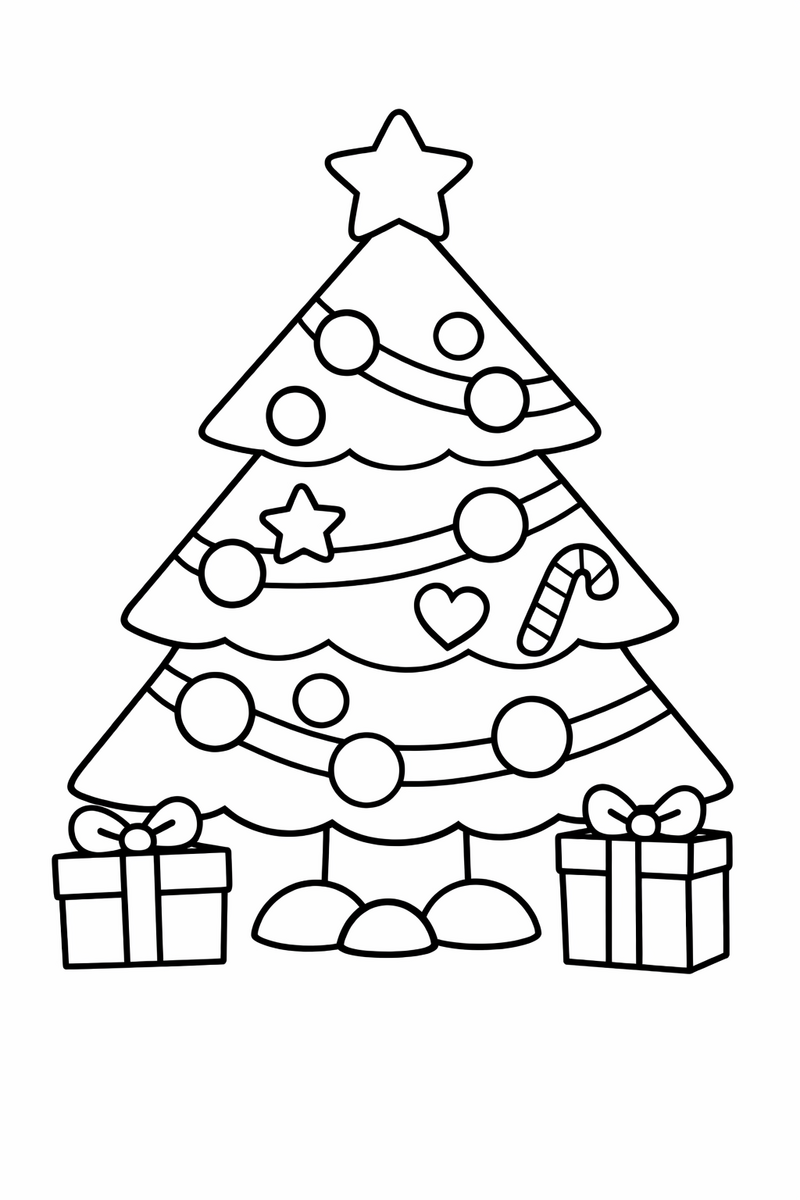 Easy Christmas Tree for Toddlers coloring page