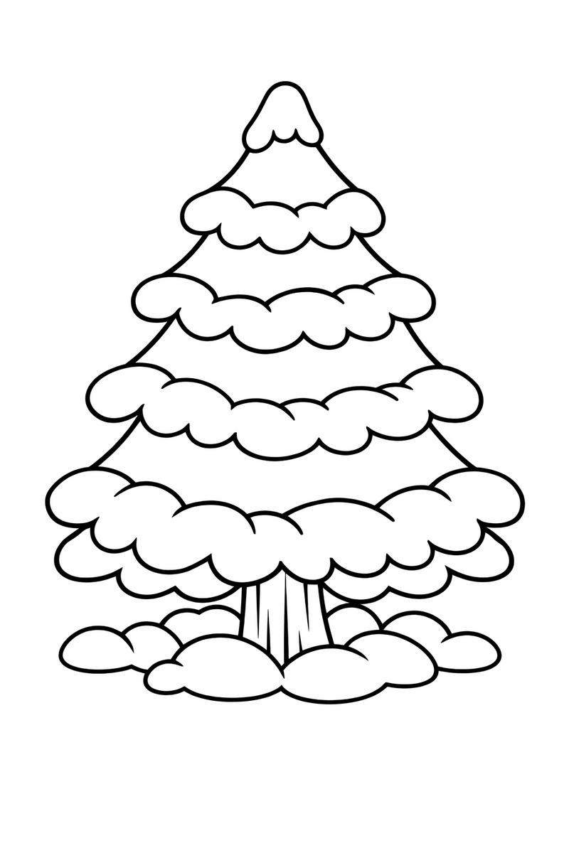 Snow-Flocked Tree coloring page