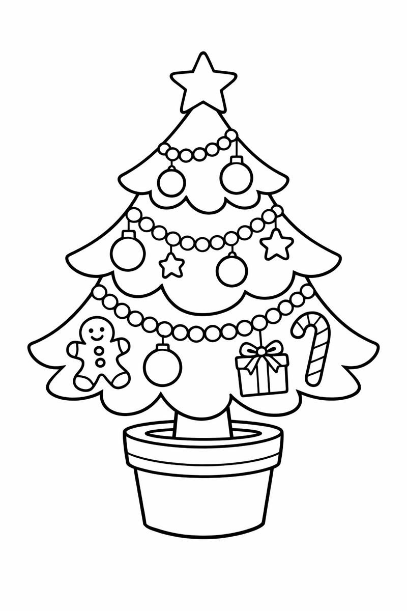 Potted Christmas Tree coloring page