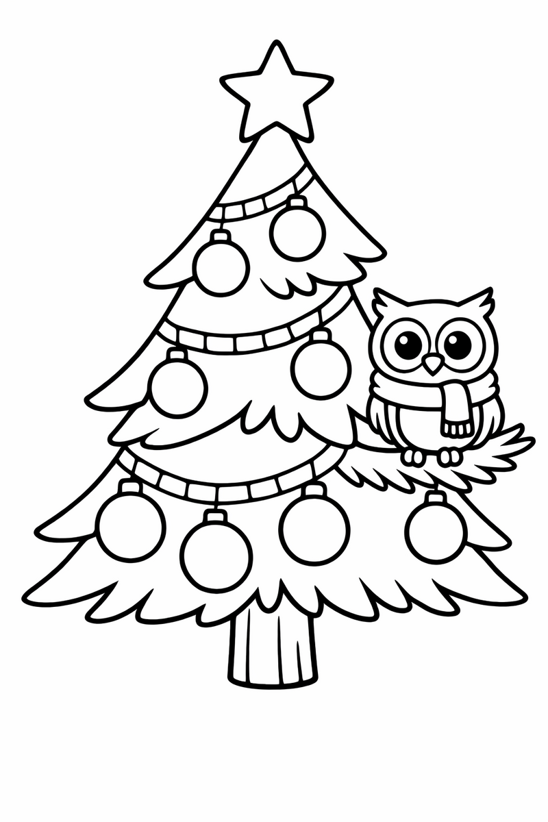Tree with an Owl coloring page