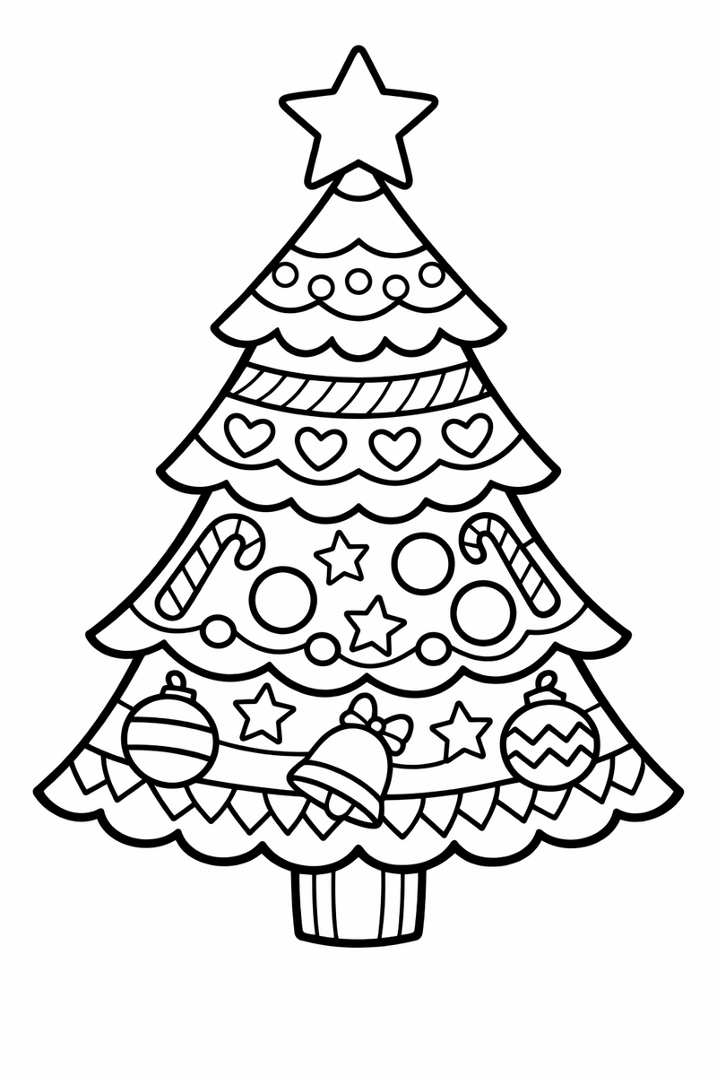 Patterned Christmas Tree coloring page