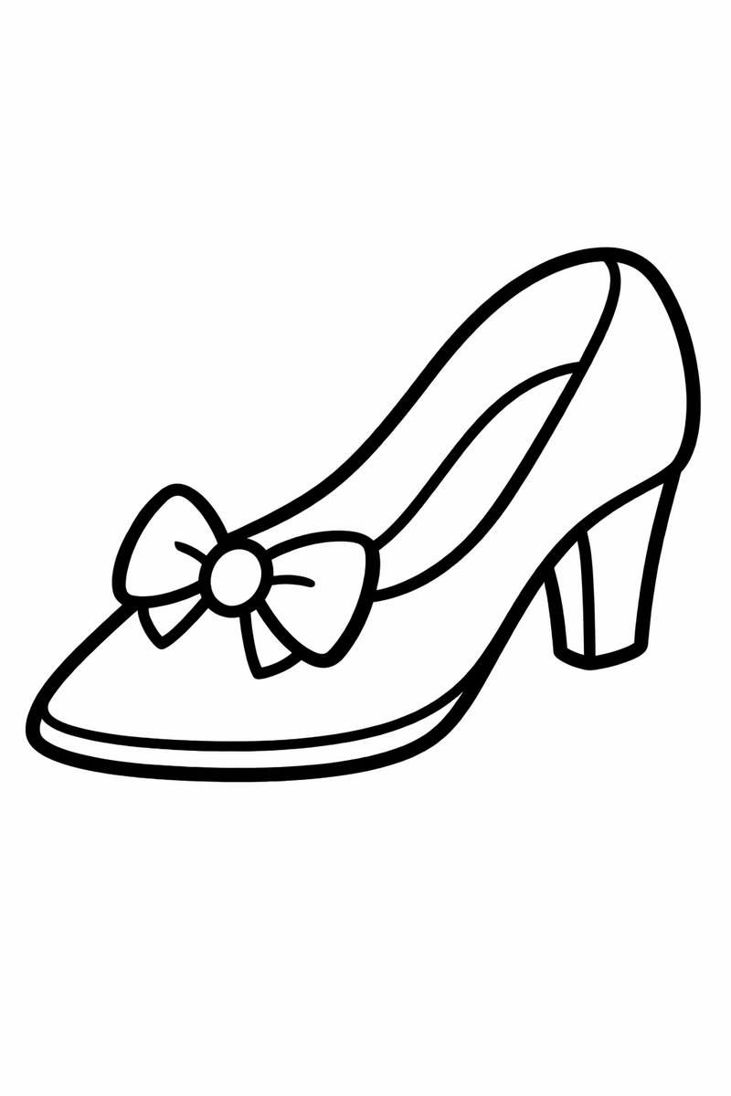 A very simple glass slipper drawn with extra thick bold outlines and only a few big shapes for toddlers coloring page