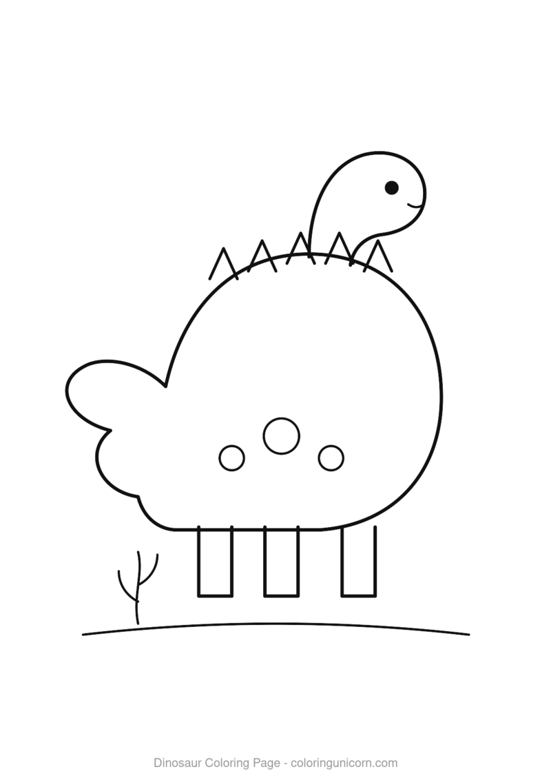 Friendly long-neck dinosaur with back plates coloring page