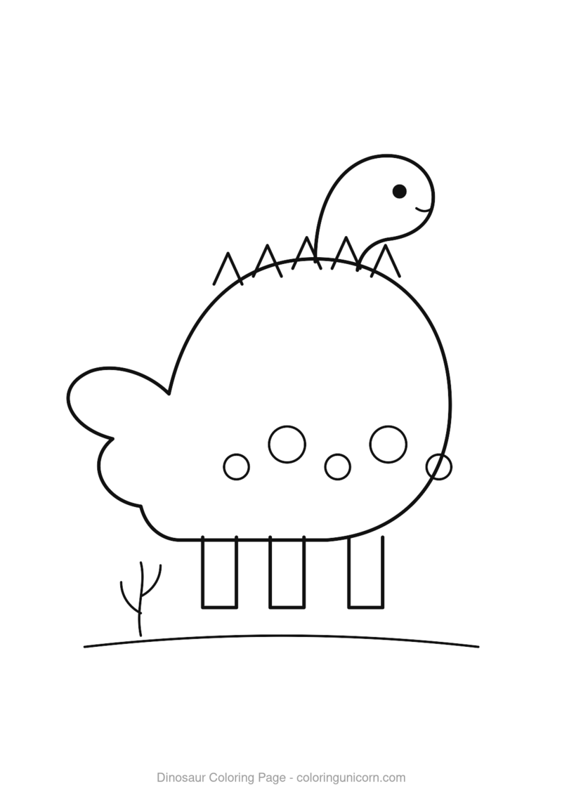 Happy dinosaur in nature coloring page