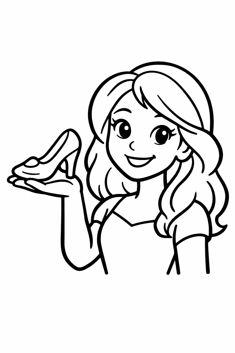 Cenicienta fácil, dibujo para colorear