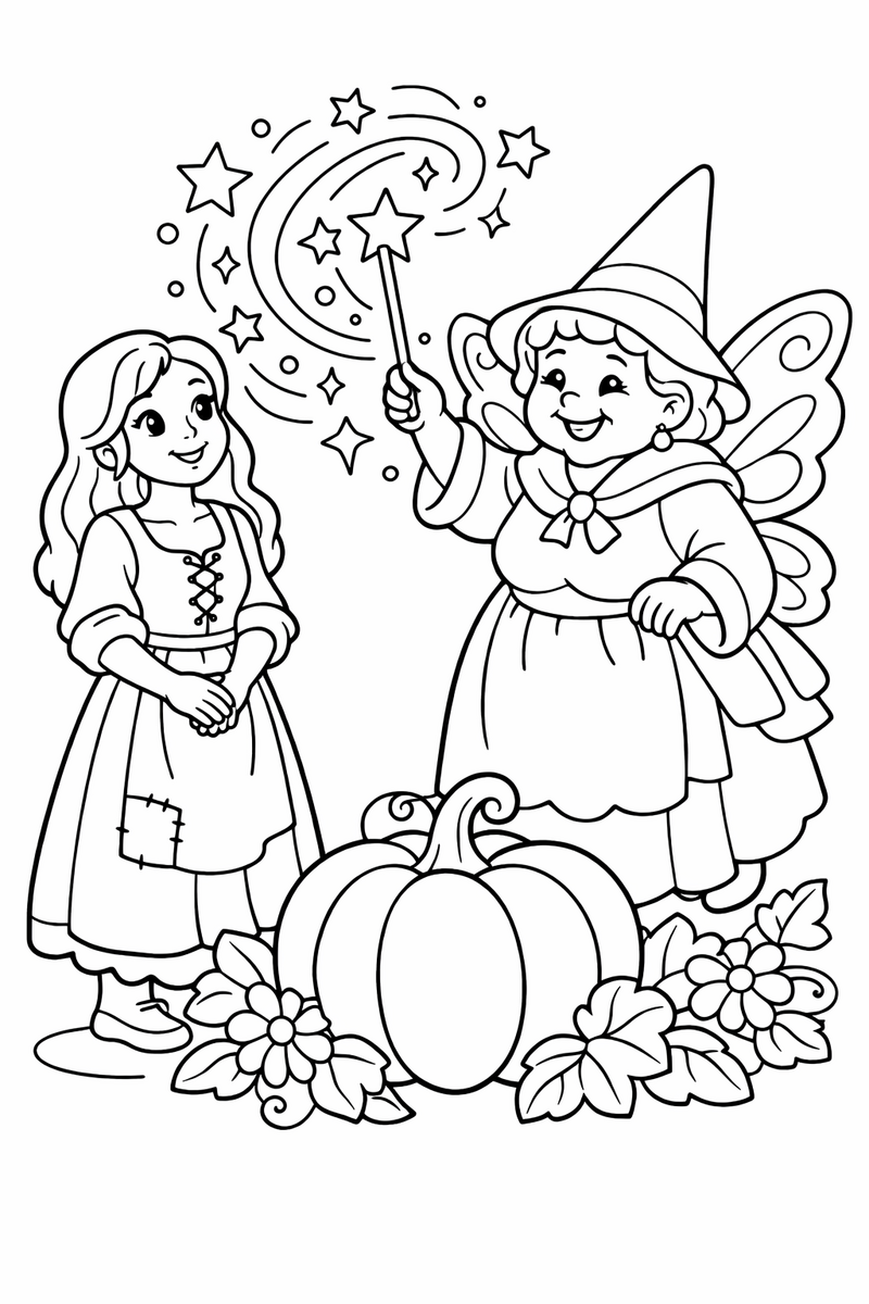 El hechizo del hada madrina, dibujo para colorear