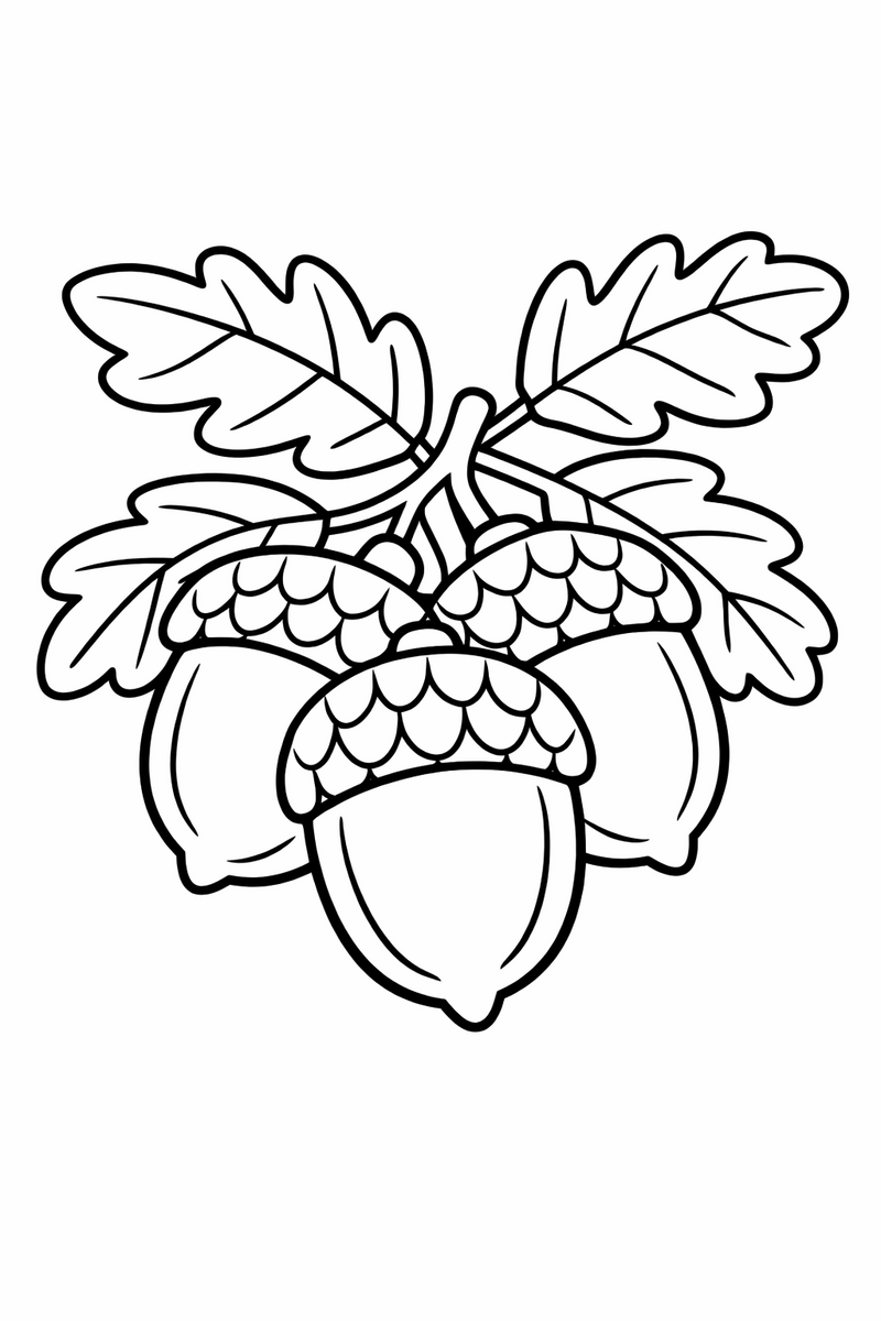 Cluster of Acorns coloring page