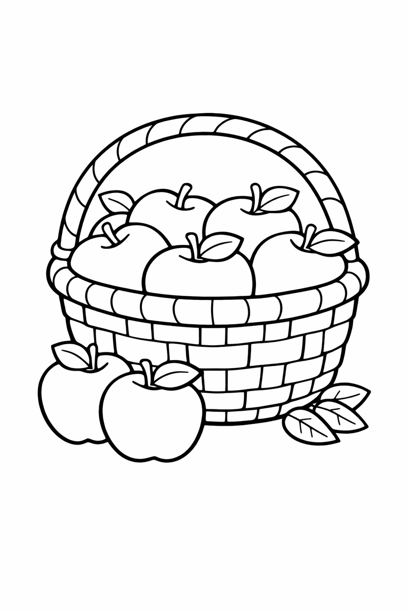 Basket of Apples coloring page