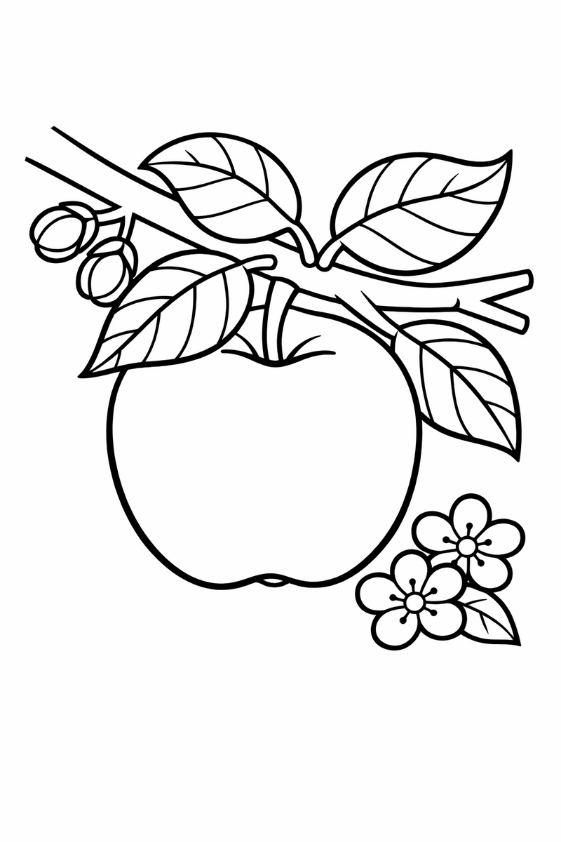 Apple on a Branch coloring page
