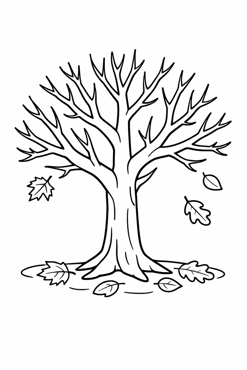 Bare Autumn Tree coloring page