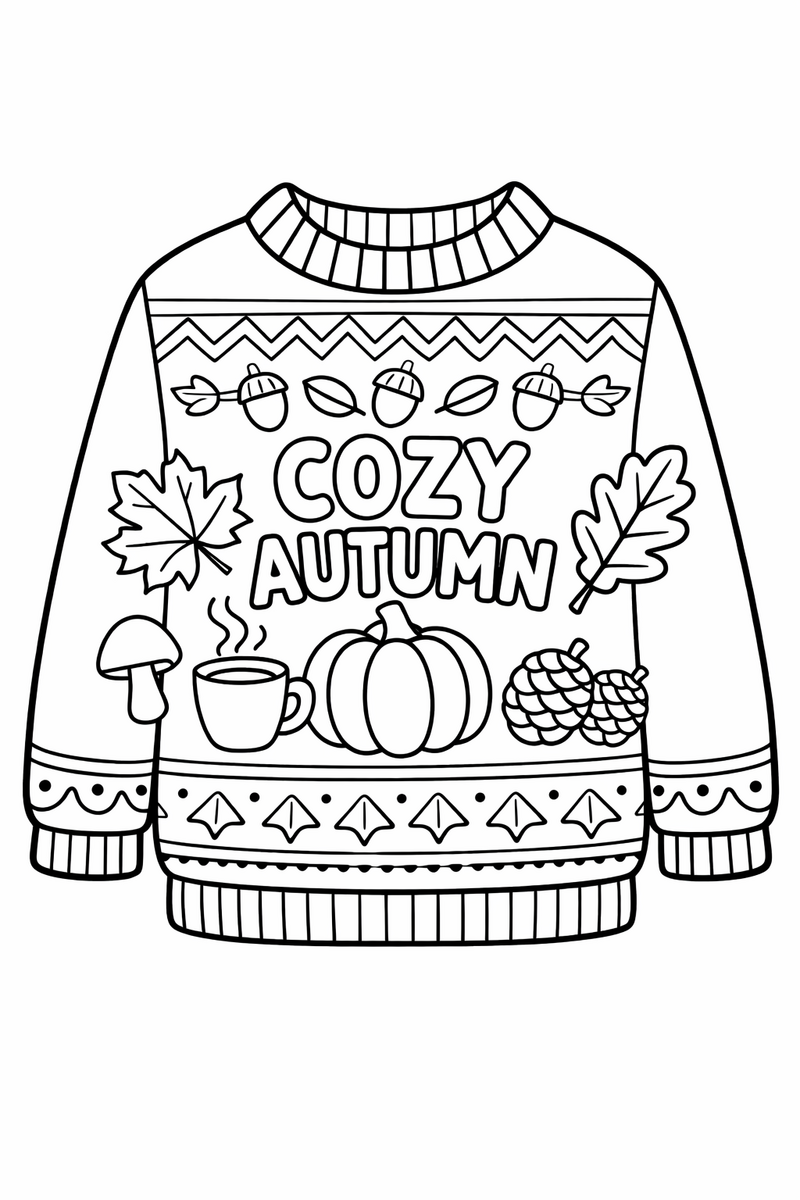 Cozy Autumn Sweater coloring page