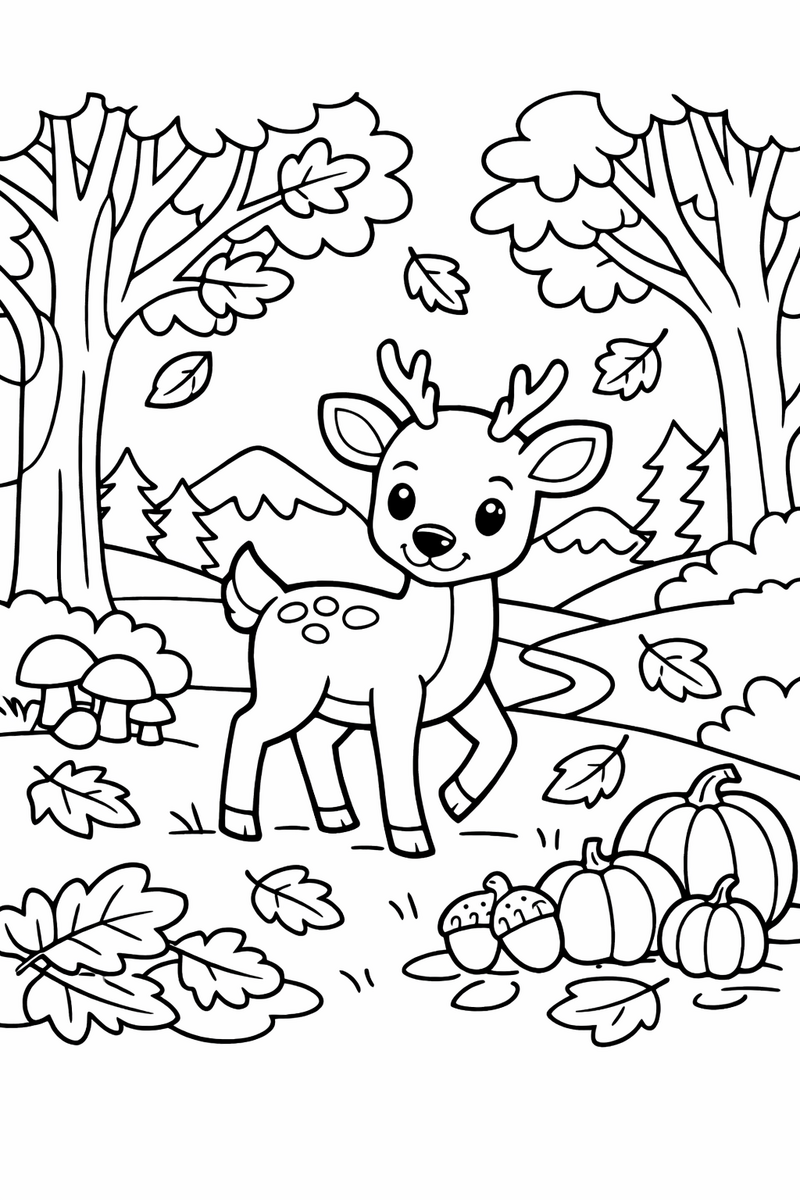 Deer in the Autumn Forest coloring page