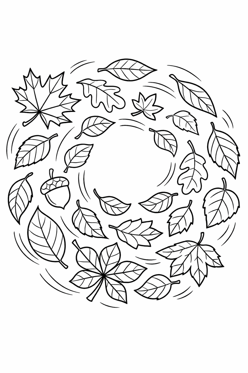 Swirl of Falling Leaves coloring page