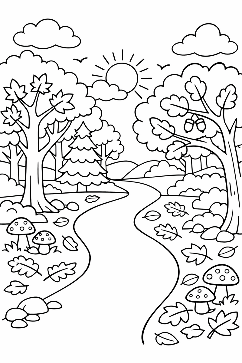 Autumn Forest Path coloring page