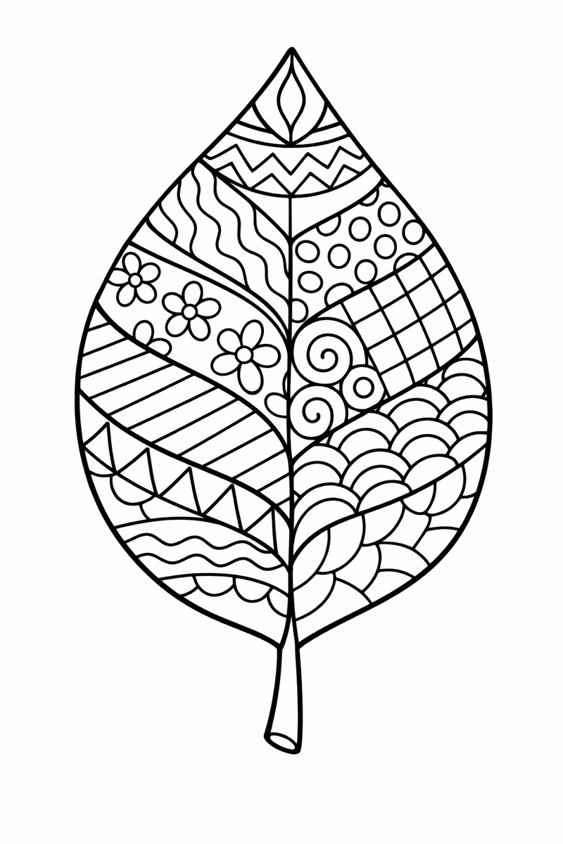 Intricate Patterned Leaf coloring page