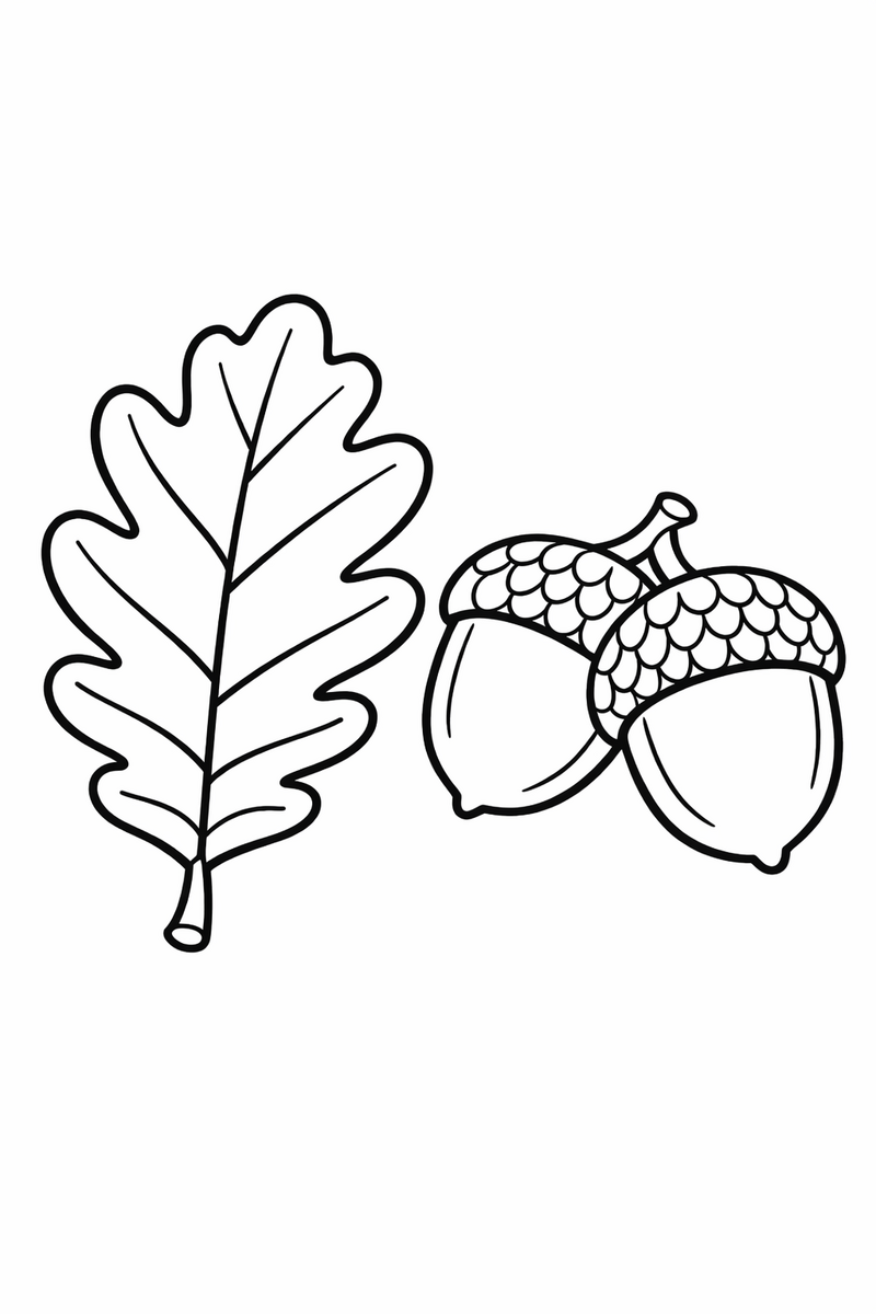 Oak Leaf and Acorn coloring page