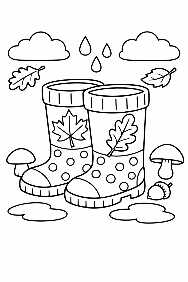 Autumn Rain Boots coloring page