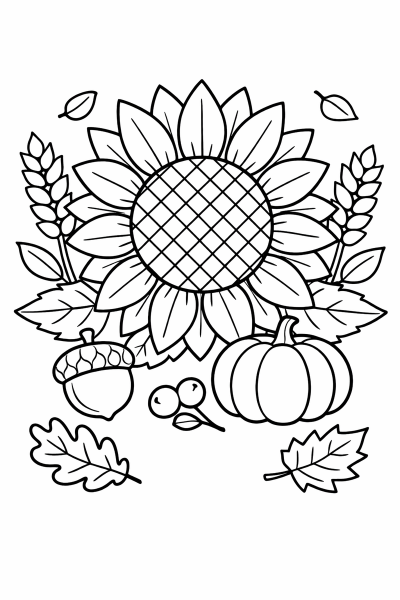 Autumn Sunflower coloring page