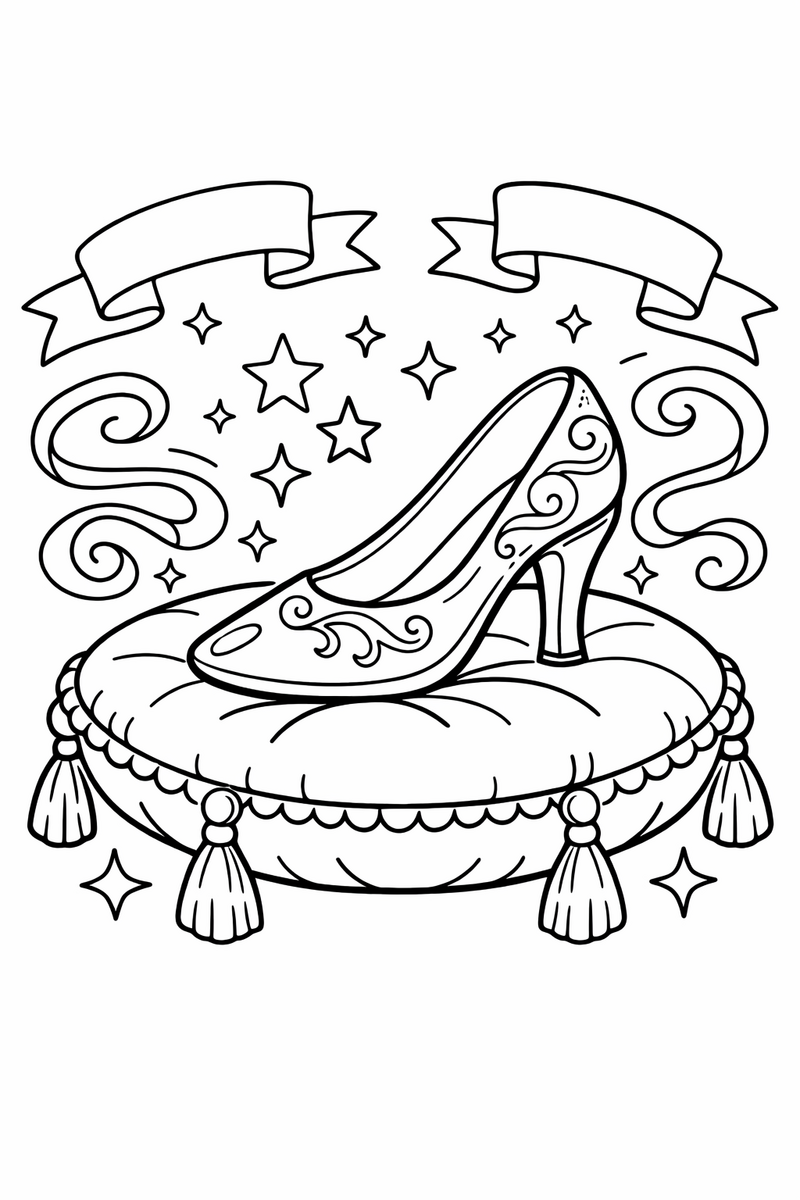 El zapatito de cristal, dibujo para colorear