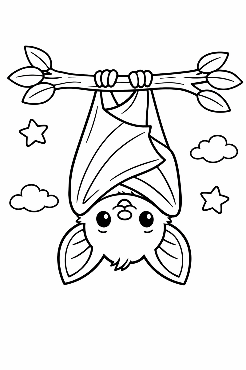 Bat Hanging Upside Down coloring page