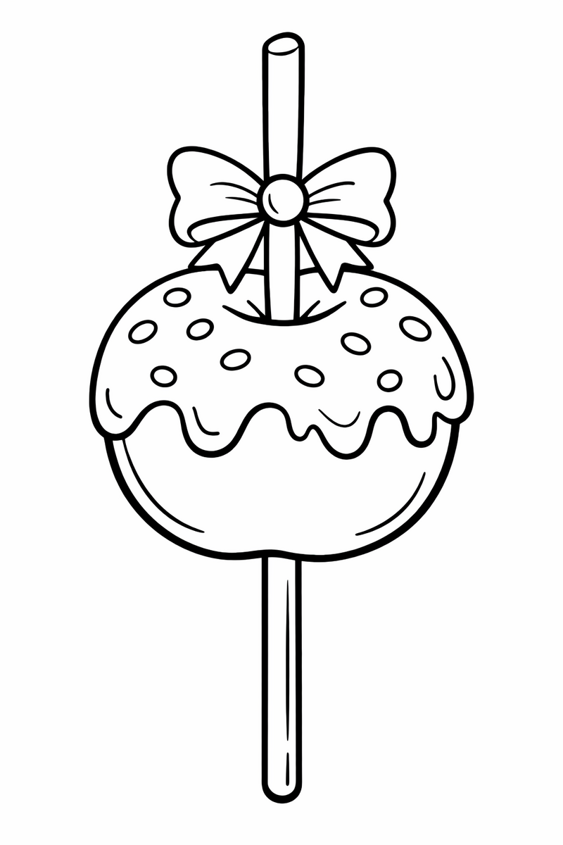 Candy Apple on a Stick coloring page