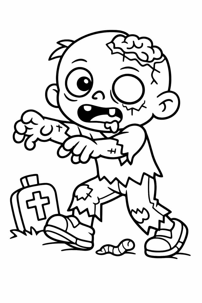 Cute Cartoon Zombie coloring page