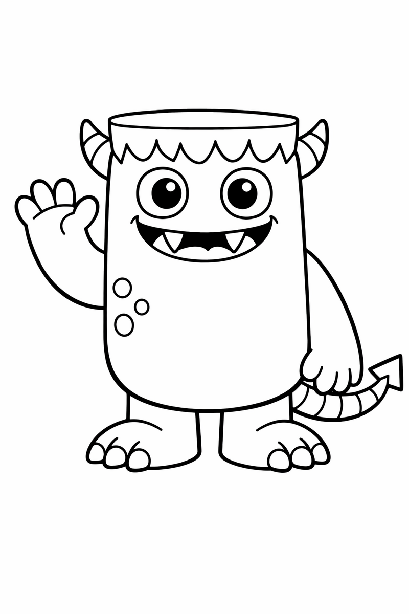 Friendly Flat-Top Monster coloring page