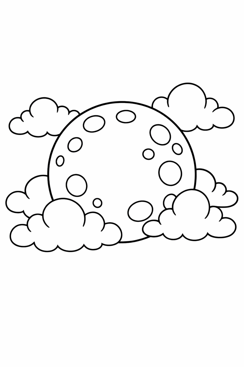 Full Moon and Clouds coloring page