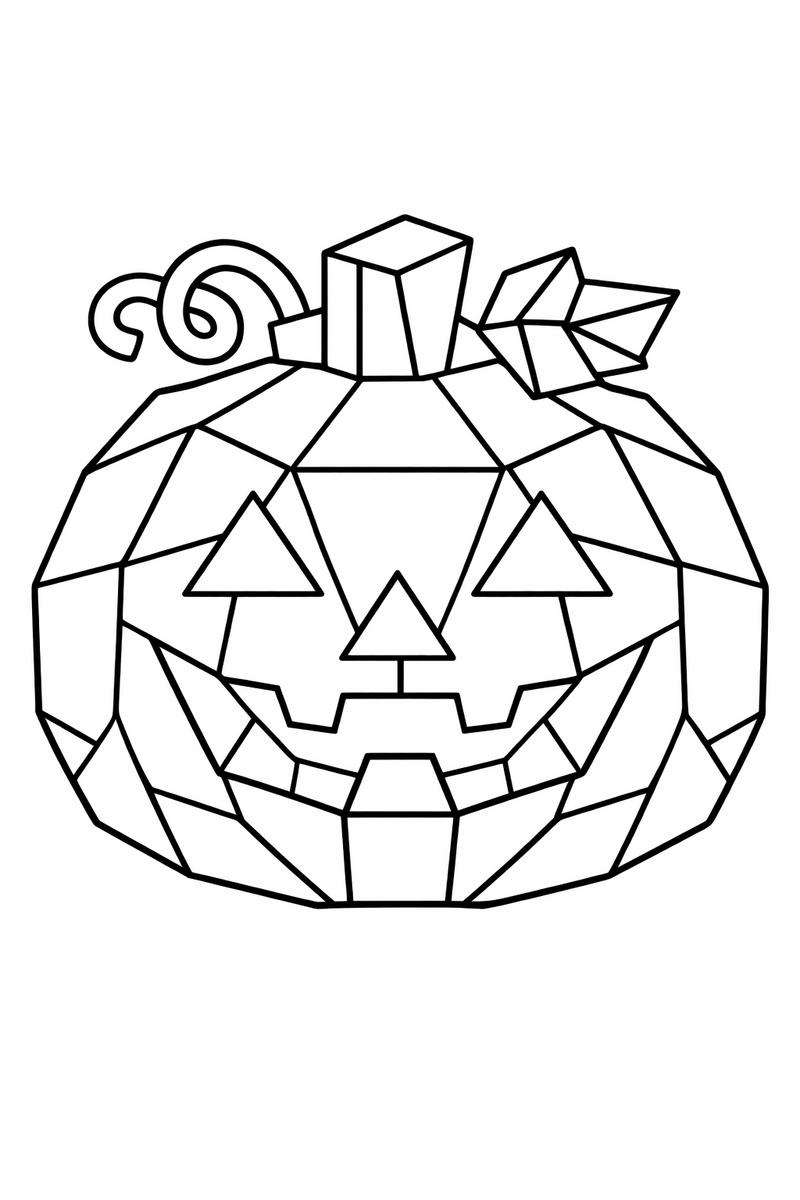 Geometric Jack-o-Lantern coloring page