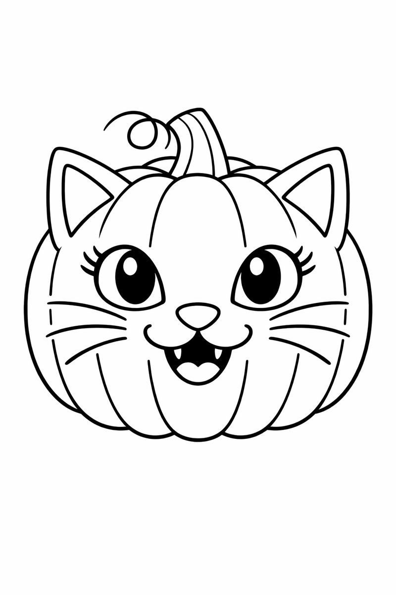 Cat-Face Pumpkin coloring page